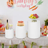 Maxbell 3 Pieces Cylinder Pedestal Cake Stand Round Pedestal for Wedding Anniversary White