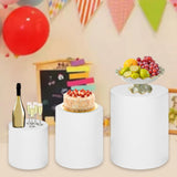 Maxbell 3 Pieces Cylinder Pedestal Cake Stand Round Pedestal for Wedding Anniversary White