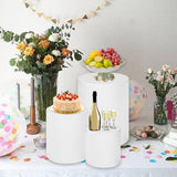 Maxbell 3 Pieces Cylinder Pedestal Cake Stand Round Pedestal for Wedding Anniversary White