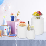Maxbell 3 Pieces Cylinder Pedestal Cake Stand Round Pedestal for Wedding Anniversary White