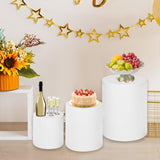 Maxbell 3 Pieces Cylinder Pedestal Cake Stand Round Pedestal for Wedding Anniversary White