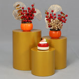 Maxbell 3 Pieces Cylinder Pedestal Cake Stand Round Pedestal for Wedding Anniversary Gold