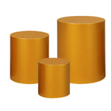 Maxbell 3 Pieces Cylinder Pedestal Cake Stand Round Pedestal for Wedding Anniversary Gold