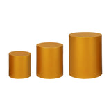 Maxbell 3 Pieces Cylinder Pedestal Cake Stand Round Pedestal for Wedding Anniversary Gold
