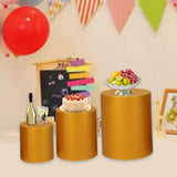 Maxbell 3 Pieces Cylinder Pedestal Cake Stand Round Pedestal for Wedding Anniversary Gold
