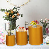 Maxbell 3 Pieces Cylinder Pedestal Cake Stand Round Pedestal for Wedding Anniversary Gold