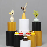 Maxbell 3 Pieces Cylinder Pedestal Cake Stand Round Pedestal for Wedding Anniversary Black
