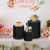 Maxbell 3 Pieces Cylinder Pedestal Cake Stand Round Pedestal for Wedding Anniversary Black
