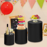 Maxbell 3 Pieces Cylinder Pedestal Cake Stand Round Pedestal for Wedding Anniversary Black