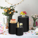 Maxbell 3 Pieces Cylinder Pedestal Cake Stand Round Pedestal for Wedding Anniversary Black
