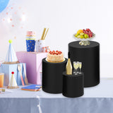 Maxbell 3 Pieces Cylinder Pedestal Cake Stand Round Pedestal for Wedding Anniversary Black