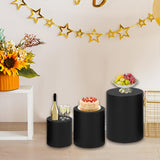 Maxbell 3 Pieces Cylinder Pedestal Cake Stand Round Pedestal for Wedding Anniversary Black