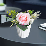 Maxbell Artificial Rose Bunch Artificial Flowers Potted for Gift Wedding Anniversary Pink