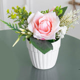 Maxbell Artificial Rose Bunch Artificial Flowers Potted for Gift Wedding Anniversary Pink