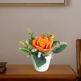 Maxbell Artificial Rose Bunch Artificial Flowers Potted for Gift Wedding Anniversary Orange