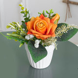 Maxbell Artificial Rose Bunch Artificial Flowers Potted for Gift Wedding Anniversary Orange