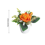 Maxbell Artificial Rose Bunch Artificial Flowers Potted for Gift Wedding Anniversary Orange