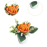 Maxbell Artificial Rose Bunch Artificial Flowers Potted for Gift Wedding Anniversary Orange
