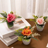 Maxbell Artificial Rose Bunch Artificial Flowers Potted for Gift Wedding Anniversary Orange