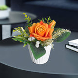 Maxbell Artificial Rose Bunch Artificial Flowers Potted for Gift Wedding Anniversary Orange