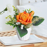 Maxbell Artificial Rose Bunch Artificial Flowers Potted for Gift Wedding Anniversary Orange