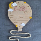 Maxbell Newborn Announcement Sign Keepsake Photography Props Birth Baby Name Plaques Pink