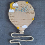 Maxbell Newborn Announcement Sign Keepsake Photography Props Birth Baby Name Plaques Blue