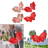 Maxbell Wedding Decor Artificial Butterfly Decoration for Outdoor and Indoor Banquet 30cmx41cm Pink