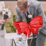 Maxbell Wedding Decor Artificial Butterfly Decoration for Outdoor and Indoor Banquet 40cmx47cm Red
