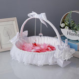 Maxbell Fairy Lace Flower Basket Satin Ribbons Basket for Ceremony Ornaments Parties