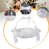 Maxbell Fairy Lace Flower Basket Satin Ribbons Basket for Ceremony Ornaments Parties