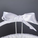 Maxbell Fairy Lace Flower Basket Satin Ribbons Basket for Ceremony Ornaments Parties