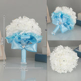 Maxbell Wedding Hand Flower Elegant Artificial Flowers for Ceremony Anniversary Home Blue