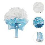 Maxbell Wedding Hand Flower Elegant Artificial Flowers for Ceremony Anniversary Home Blue