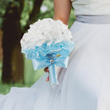 Maxbell Wedding Hand Flower Elegant Artificial Flowers for Ceremony Anniversary Home Blue
