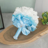 Maxbell Wedding Hand Flower Elegant Artificial Flowers for Ceremony Anniversary Home Blue