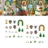 Maxbell 23Pcs Animal Cake Toppers Statue for Baby Shower Wedding Boys Girls Birthday Green Rainbow
