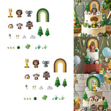 Maxbell 23Pcs Animal Cake Toppers Statue for Baby Shower Wedding Boys Girls Birthday Green Rainbow