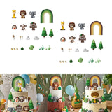 Maxbell 23Pcs Animal Cake Toppers Statue for Baby Shower Wedding Boys Girls Birthday Green Rainbow