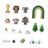 Maxbell 23Pcs Animal Cake Toppers Statue for Baby Shower Wedding Boys Girls Birthday Green Rainbow