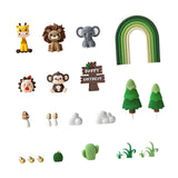 Maxbell 23Pcs Animal Cake Toppers Statue for Baby Shower Wedding Boys Girls Birthday Green Rainbow