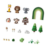 Maxbell 23Pcs Animal Cake Toppers Statue for Baby Shower Wedding Boys Girls Birthday Green Rainbow