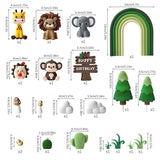 Maxbell 23Pcs Animal Cake Toppers Statue for Baby Shower Wedding Boys Girls Birthday Green Rainbow