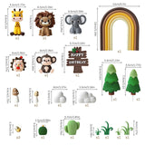 Maxbell 23Pcs Animal Cake Toppers Statue for Baby Shower Wedding Boys Girls Birthday Brown Rainbow
