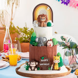 Maxbell 23Pcs Animal Cake Toppers Statue for Baby Shower Wedding Boys Girls Birthday Brown Rainbow