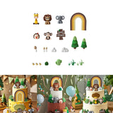 Maxbell 23Pcs Animal Cake Toppers Statue for Baby Shower Wedding Boys Girls Birthday Brown Rainbow