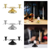 Maxbell Candle Holder Desktop Ornament Pillar Candle Stand for Hotel Festival Mantel Gold