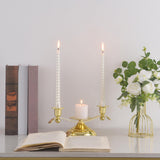 Maxbell Candle Holder Desktop Ornament Pillar Candle Stand for Hotel Festival Mantel Gold