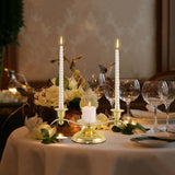 Maxbell Candle Holder Desktop Ornament Pillar Candle Stand for Hotel Festival Mantel Gold