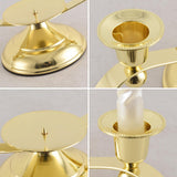 Maxbell Candle Holder Desktop Ornament Pillar Candle Stand for Hotel Festival Mantel Gold